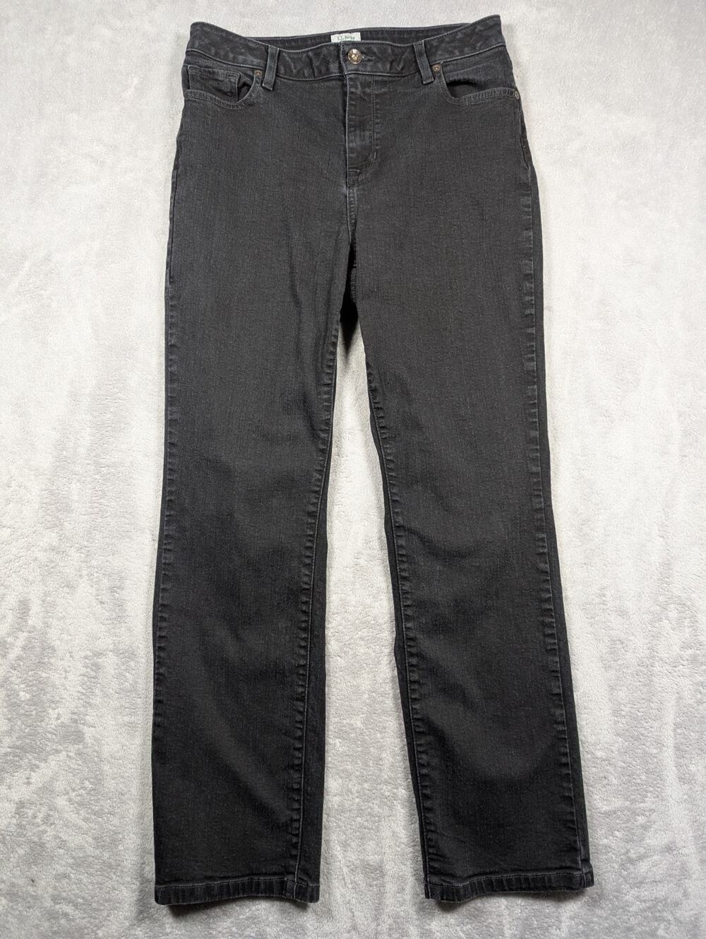 LL Bean Classic Fit Womens Jeans Size 8 29in Waist Black Straight Leg Denim